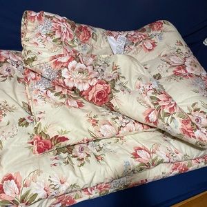 RALPH LAUREN VTG Comforter FLORAL RIVER SAND  Blue Label Cottage-core